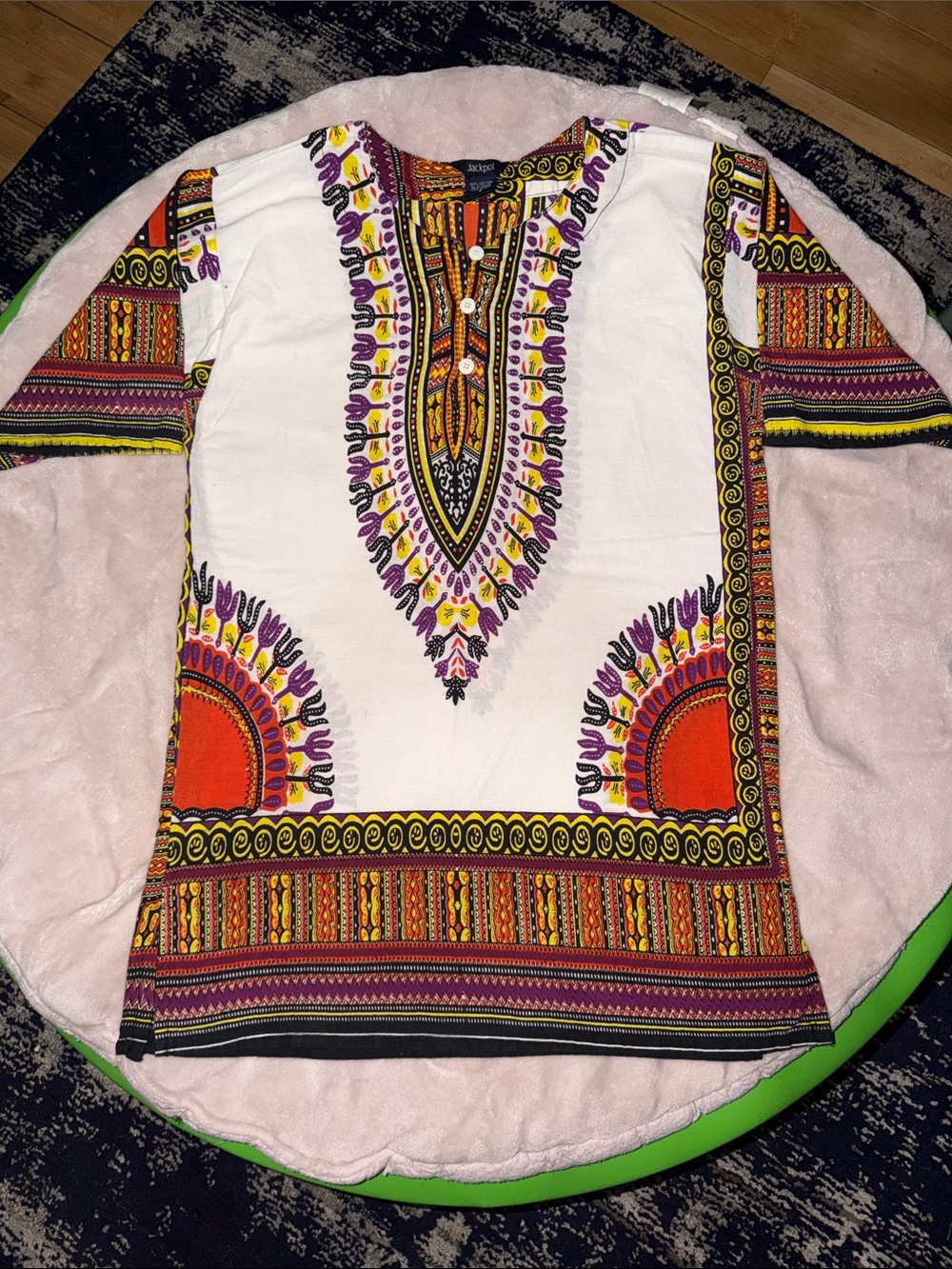White Multicolor Ethnic Print Tunic Top